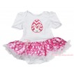 Easter White Baby Bodysuit Hot Pink White Dots Pettiskirt & Pink White Chevron Rabbit Egg Print JS4426